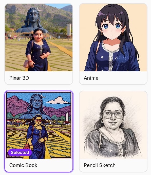 Eight cartoon styles generated from one photo