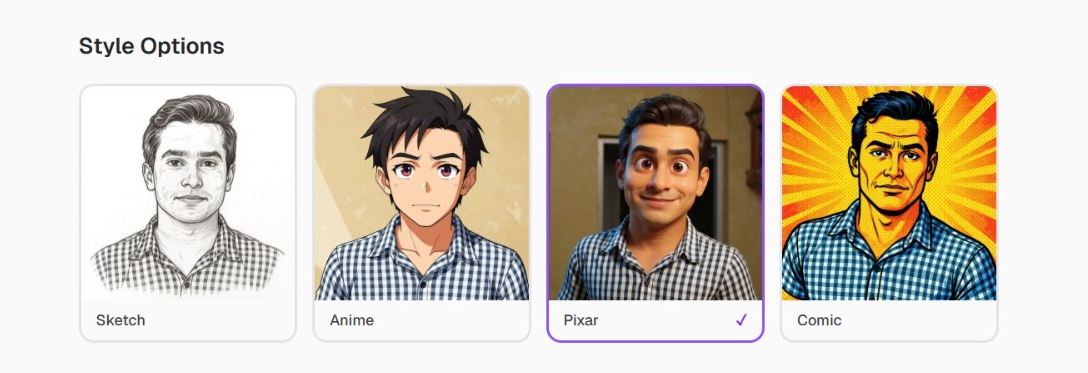 A photo becoming a cartoon character