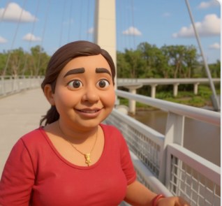 The same person rendered in Claymation style