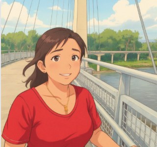 The same person rendered in Ghibli style