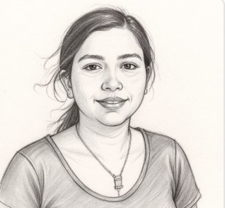 The same person rendered in Sketch style