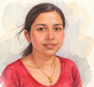 The same person rendered in Watercolor style